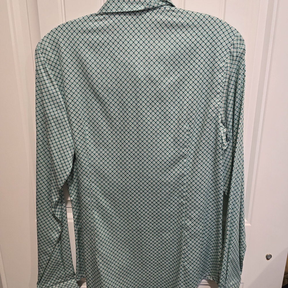 Cinch Women's Green Diamond Pattern Button Down Shirt - Picture 3 of 4